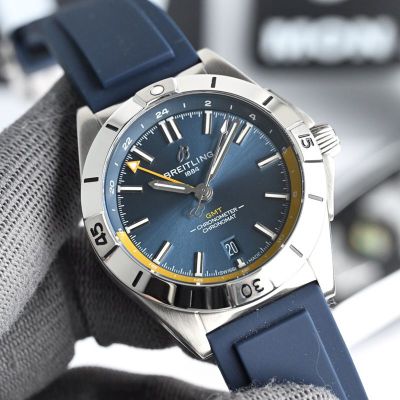 Breitling Chronomat GMT 40mm Etc.2836 Movement Blue Face Rubber Band Watch